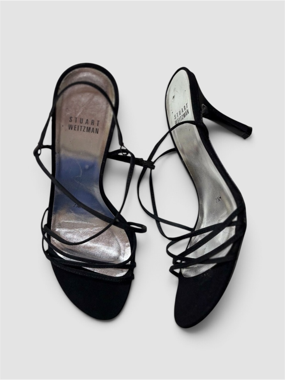 Stuart Weitzman Black Strappy Stiletto Sandals